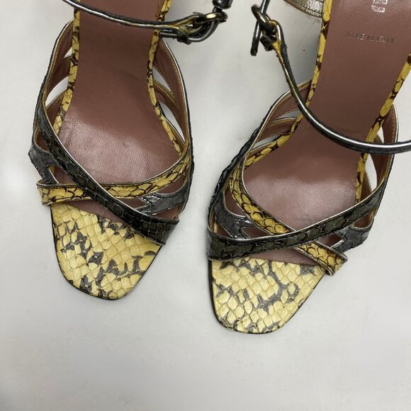 Miu Miu Snakeskin Print Leather Strappy Heels Size 38.5 - Picture 3 of 12
